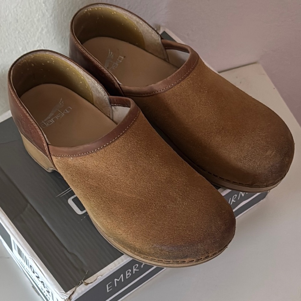 Dansko Brown Suede Clogs Slip-On Comfort